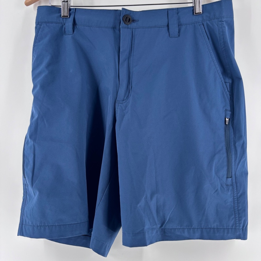 Orvis Performance Shorts Mens 34 Blue Zippered Pocket Hiking Outdoor Tech